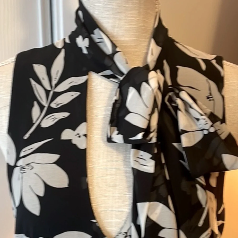 JayGodfrey Black and White Printed Josephine Chiffon Hourglass Sleeveless Sz 12‎ - Picture 12 of 14